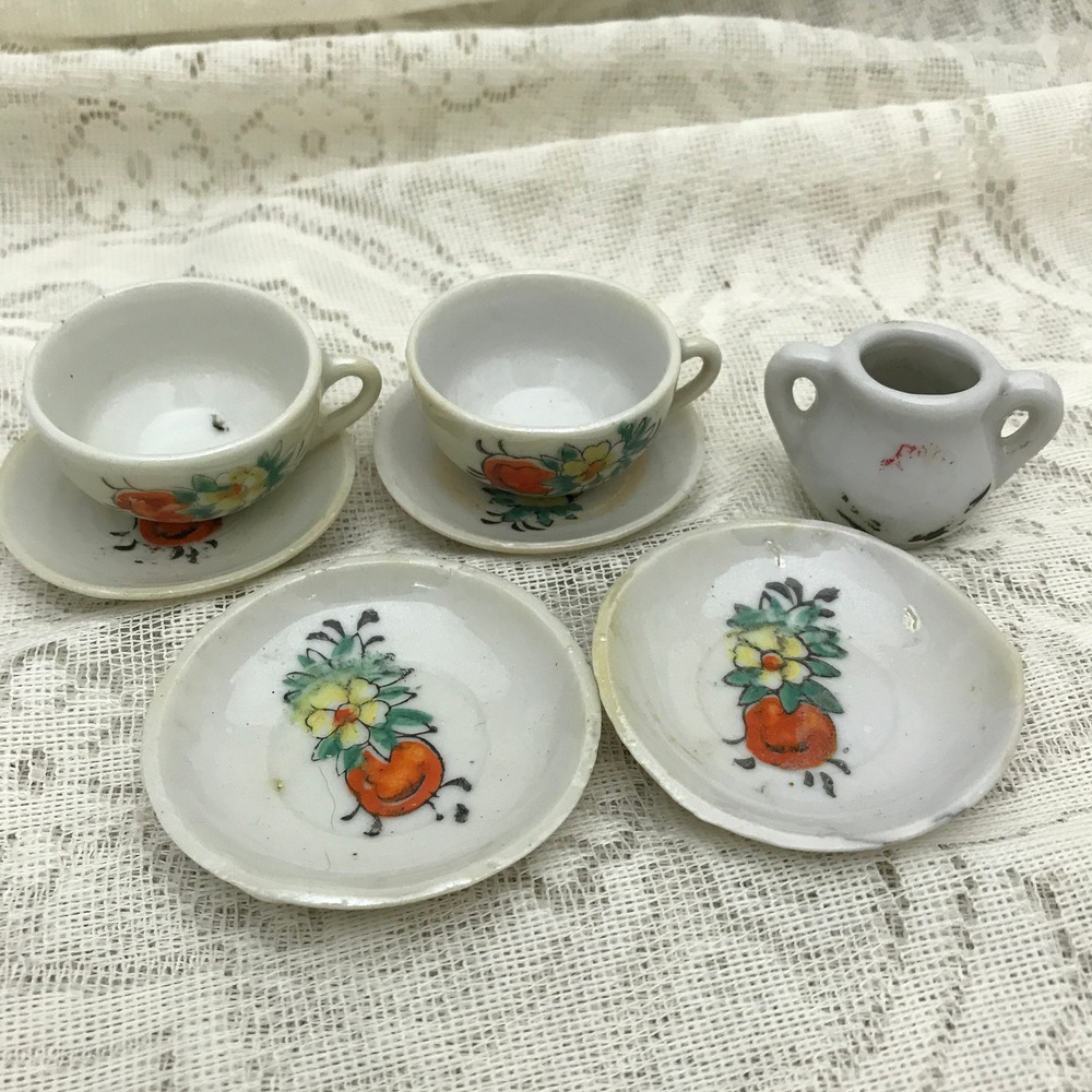 Vintage Miniature Floral Tea Set: 1960s Japan Doll Dishes